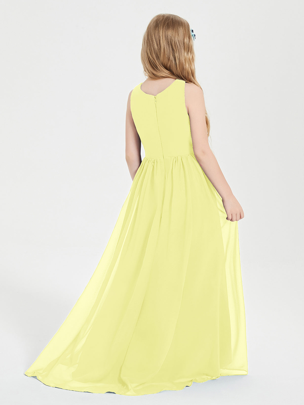 Asymmetrical Junior Bridesmaid Dresses with Scoop Neckline Daffodil